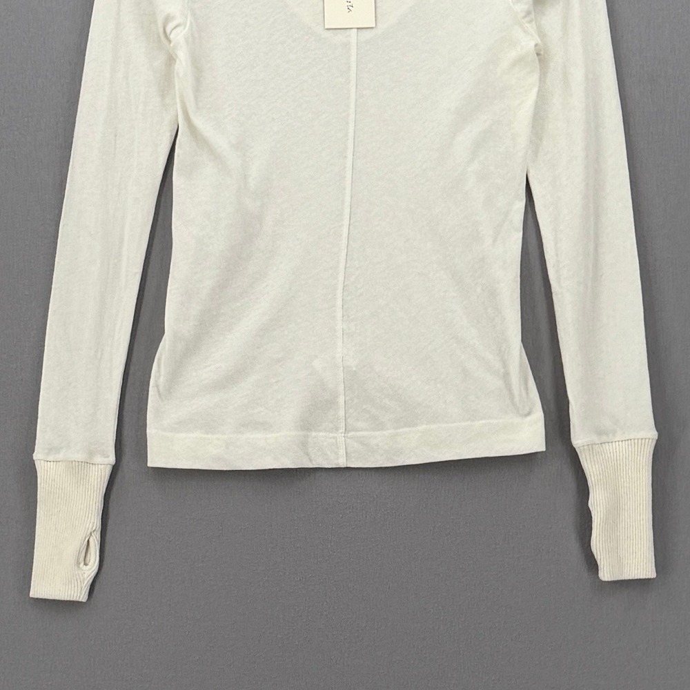 ENZA COSTA Cashmere Easy Cuffed U Neck Top Womens Small Cream Long Sleeve NEW - Picture 12 of 16